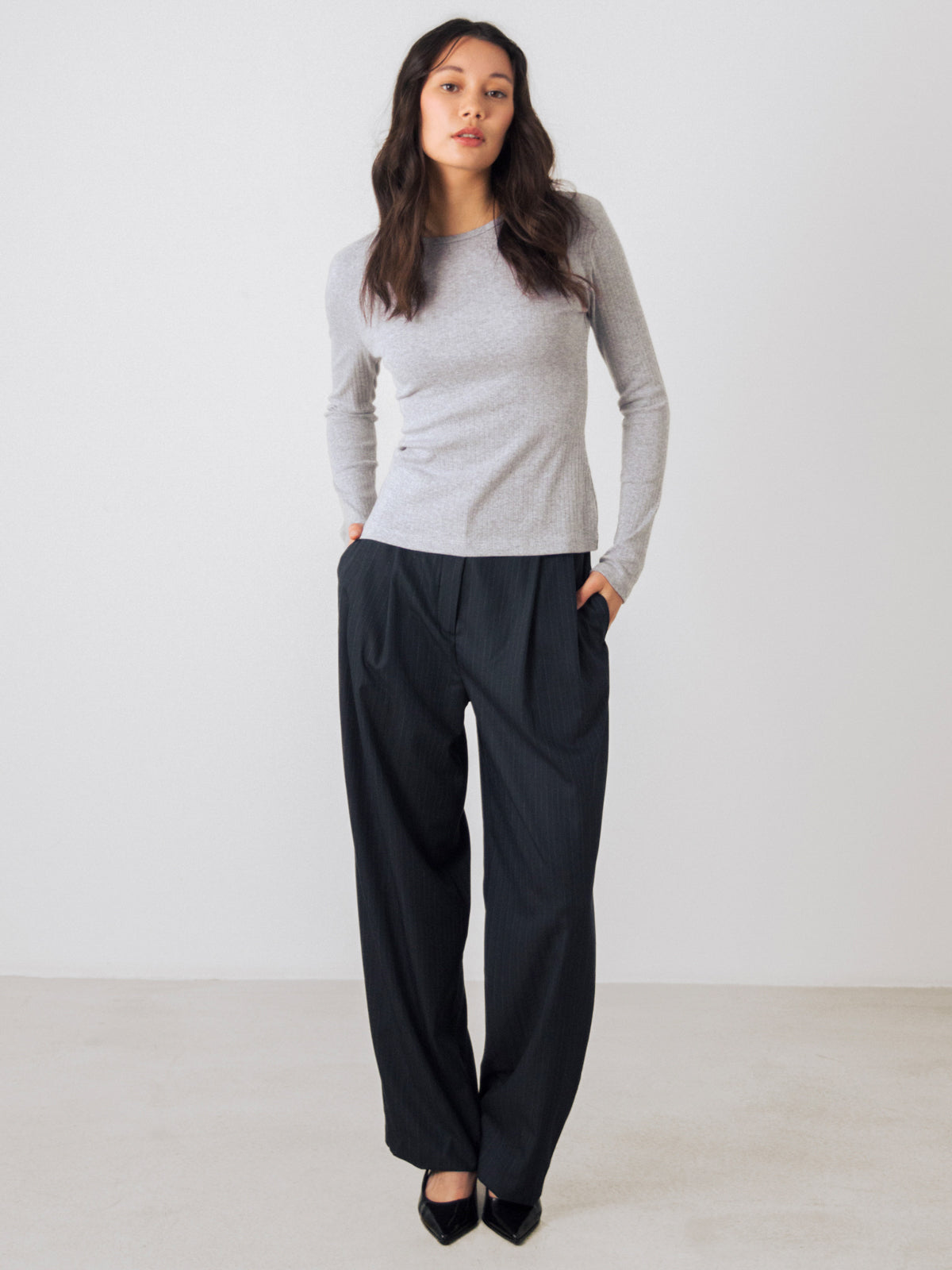 Geripptes Langarm Shirt