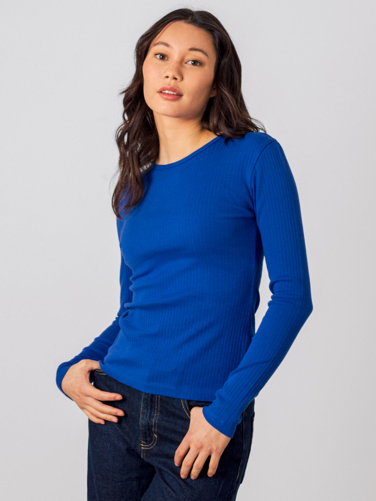 Geripptes Langarm Shirt
