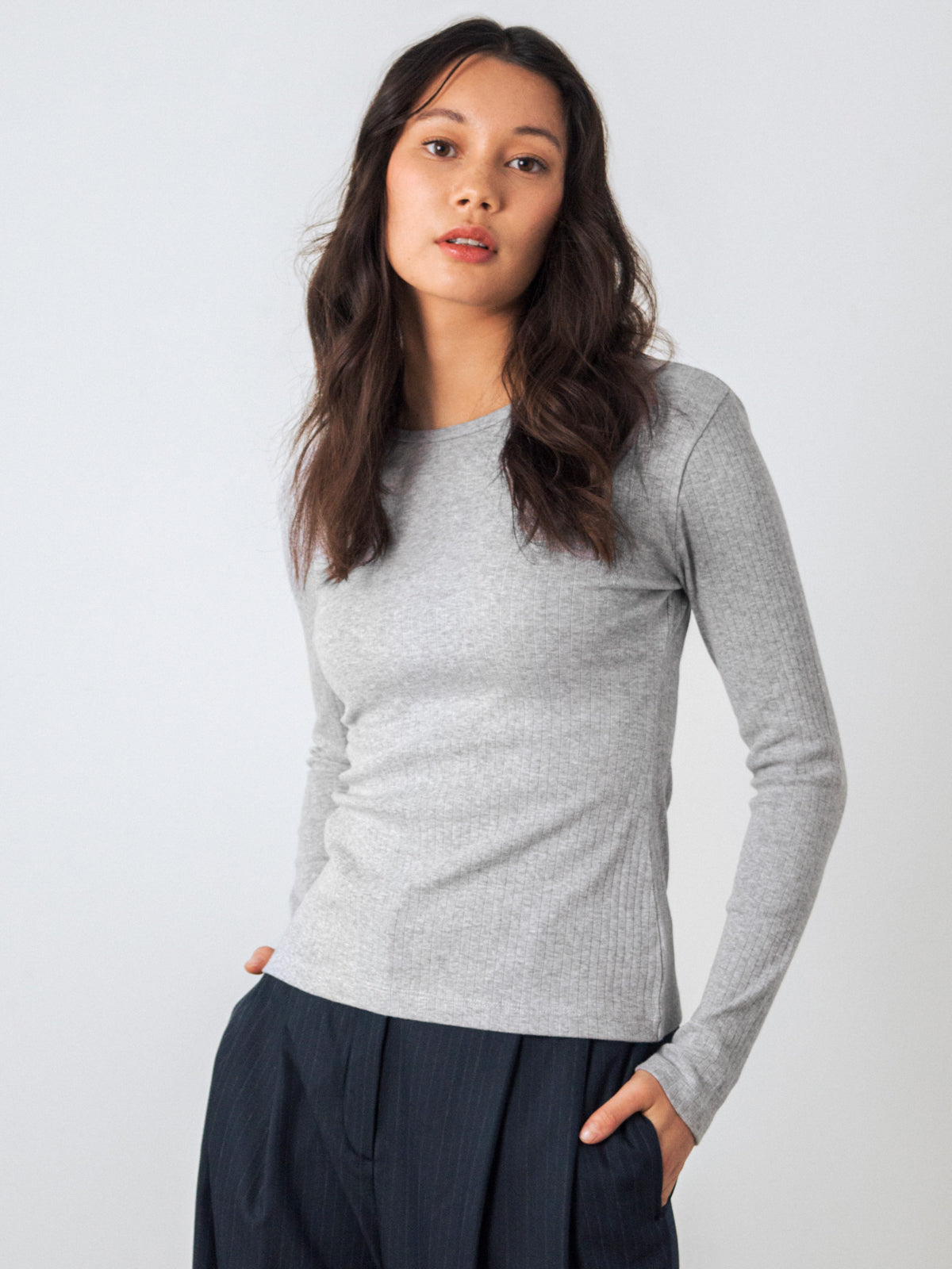 Geripptes Langarm Shirt