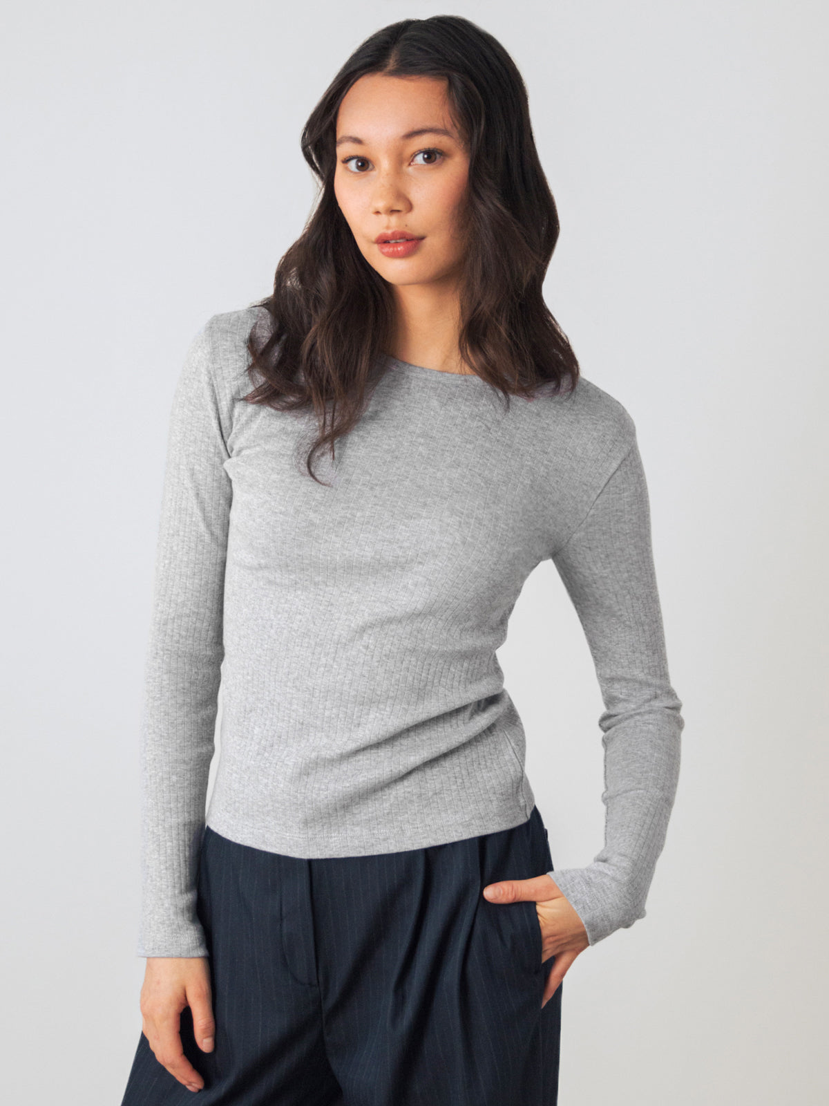 Geripptes Langarm Shirt