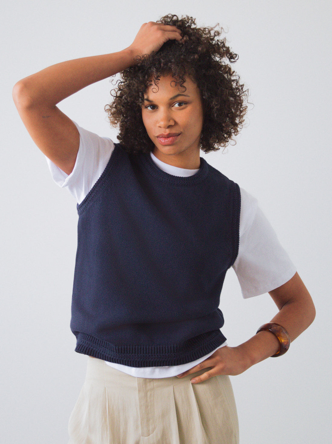 S YOKE SHARE KNIT VEST ニット ベスト ネイビー Knitted Vest
